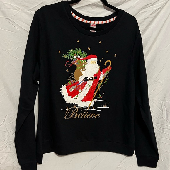 Holiday Time Tops - SOLD!!! XL 16/18 Santa Claus Sparkles BELIEVE Toy Sack Christmas Tree